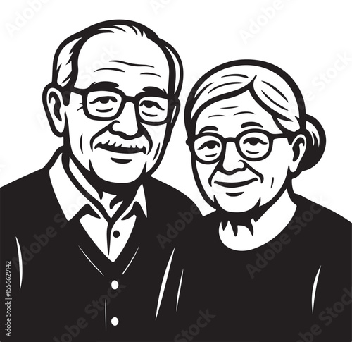 vector illustration of a old couple
