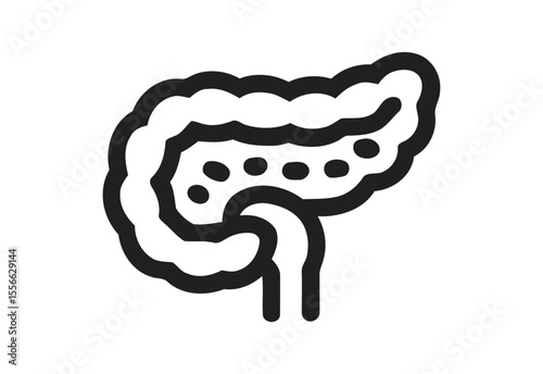 Stylized black and white icon representing the human pancreas organ