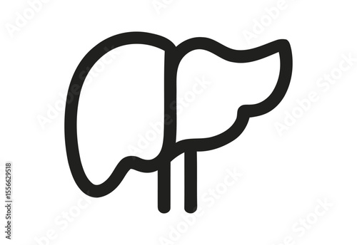 Simple black outline icon of a human liver on a white background