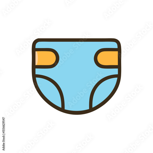 Baby diaper icon in light blue, suitable for baby products, parenting blogs, and childcare services. Infant care symbol for branding.
