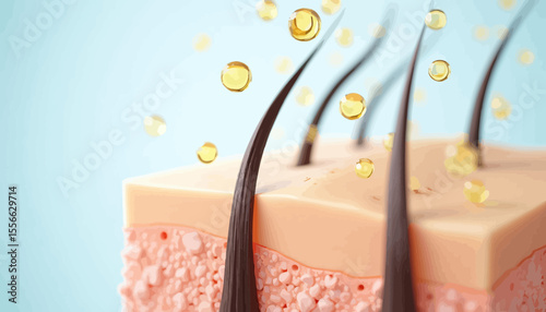 Close-Up View of Hair and Skin Texture Highlighting Moisture and Health