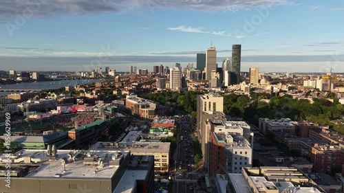 Aerial view over Fenway Park Stadium in Boston