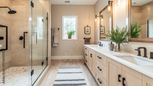 Modern light-filled bathroom with neutral tones (1)