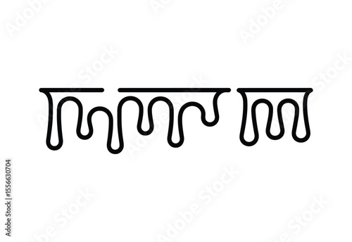 Abstract black dripping lines on a white background representing liquid or paint