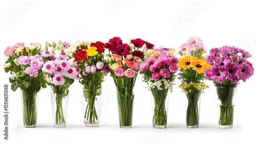 Colorful Flower Bouquets in Glass Vases