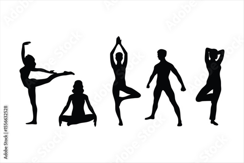 Yoga Poses Silhouettes - Women Practicing Yoga & Pilates Vector Set