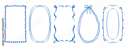 Elegant hand-drawn ribbon and bow frames in vintage coquette style. Perfect for wedding or birthday invitations, greeting cards, party decor, and romantic vector designs.