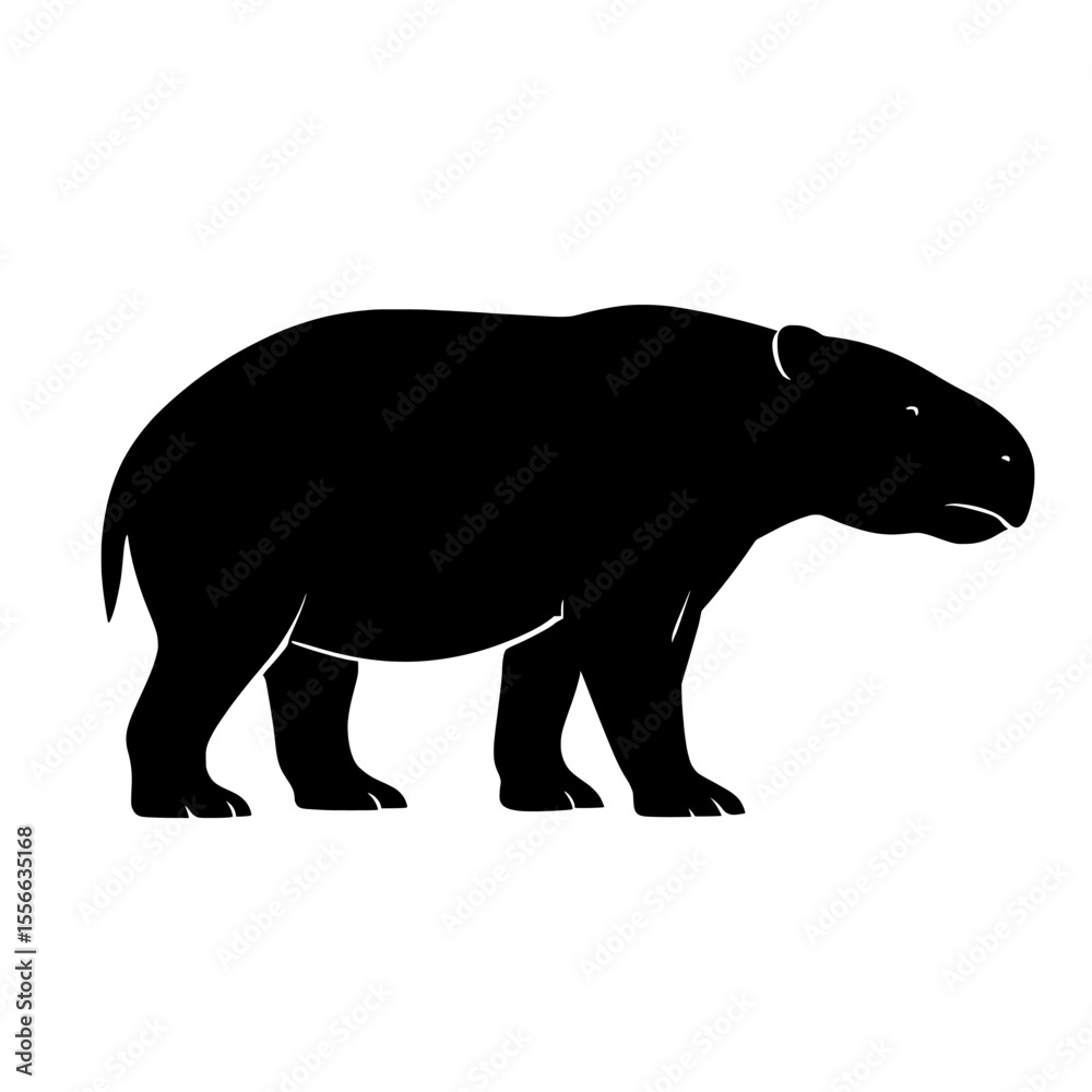 Obraz premium Bold Black Silhouette of Coryphodon Against White Background