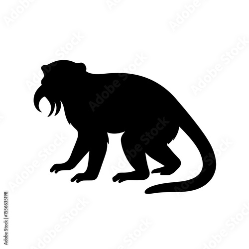 Majestic Emperor Tamarin Silhouette with Flowing Mustache Detail