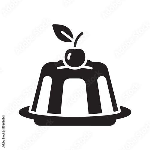 Jelly pudding mold dessert sweet gelatin food snack delicious sweet treat fruity flavor gelatinous confectionary vector solid glyph icon