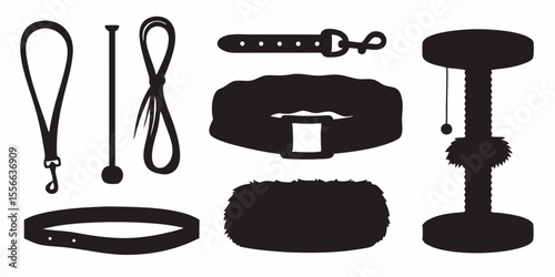 Pet supplies and accessories vector illustration for pet owners and animal lovers collection set design silhouette