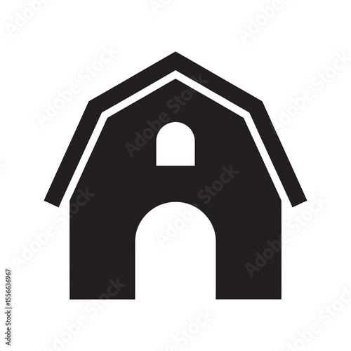 Farm barn building agriculture house rural countryside structure for livestock storage hay farming symbol wooden construction vector solid glyph icon
