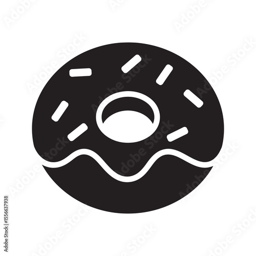 Donut dessert with sprinkle sweet pastry bakery food snack delicious sugar glaze frosted treat breakfast vector solid glyph icon symbol