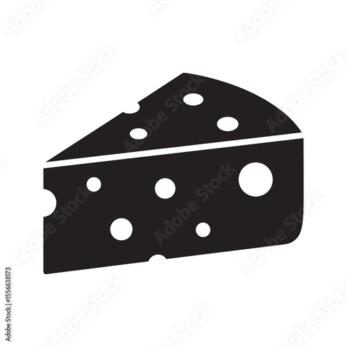 Wedge of Swiss cheese dairy food product with hole delicious snack ingredient tasty appetizer farm fresh foodstuff vector solid glyph icon