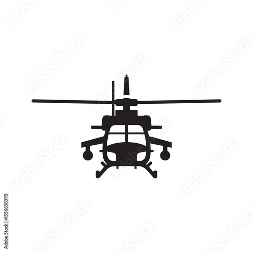 Military helicopter combat aircraft army aviation transport vehicle chopper for attack reconnaissance mission warfare technology vector solid glyph icon