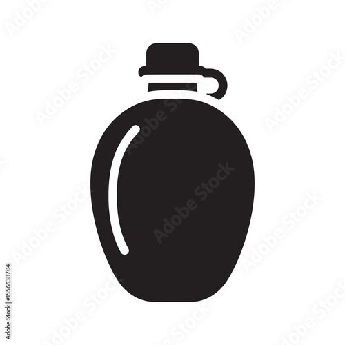 Canteen flask for water military equipment for soldier hydration survival gear camping hiking outdoor adventure bottle vector solid glyph icon