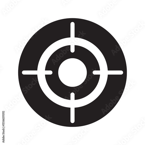 Target with crosshair aim symbol for shooting sniper rifle scope focus point for accuracy precision goal vector solid glyph icon