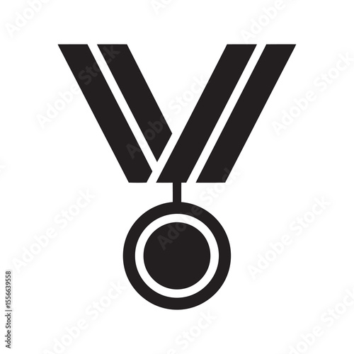 Medal award for winner champion achievement recognition prize for victory success honor bravery service symbol vector solid glyph icon