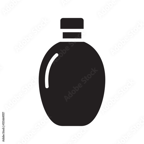 Solid glyph vector icon of a military canteen for hydration representing an army soldier water bottle and outdoor survival equipment flask