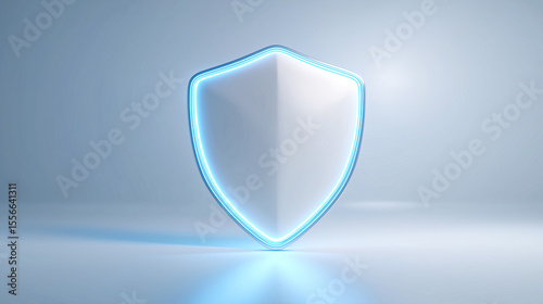 Glowing blue shield icon with futuristic design, symbolizing digital protection, cybersecurity, and high-tech security systems. Ideal for tech, software, or cyber safety concepts.