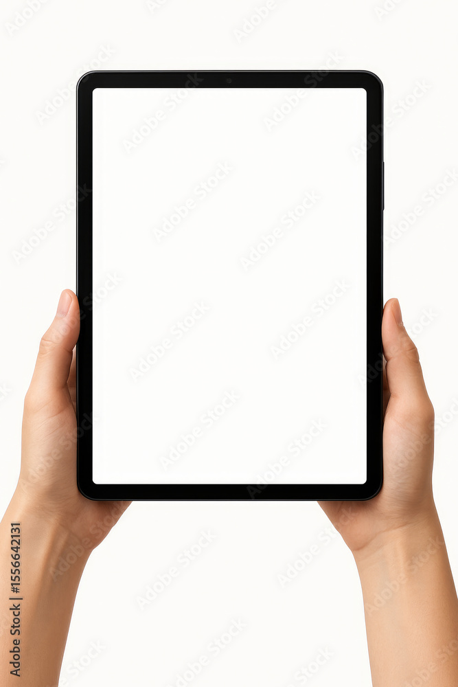 Tablet held by hands with blank screen Tablet held by hands with blank screen