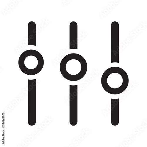 Solid glyph vector icon of sound mixer controls with knobs and sliders representing audio level adjustment for volume and equalization