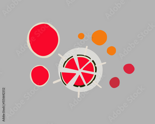A summer health food icon set includes vector illustrations of fresh and nutritious items such as berries, watermelon, leafy salads, smoothies, citrus fruits, grilled veggies, and infused water.