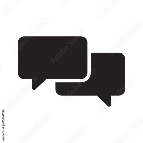 Chat bubble solid glyph icon for communication message conversation and social media dialogue online discussion forum or talk symbol vector graphic
