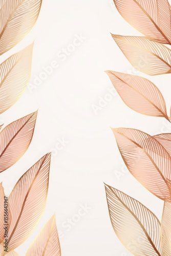 gold brown leaves pink background with copy space