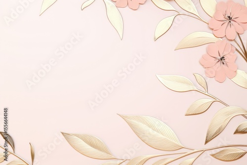 gold brown leaves pink background with copy space