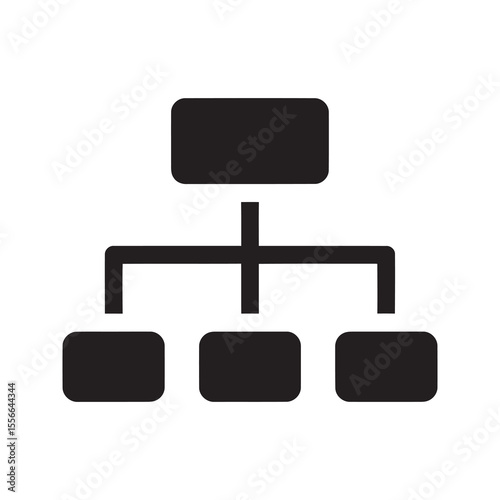 Organizational chart solid glyph icon representing company structure hierarchy business management and corporate workflow team relationship diagram