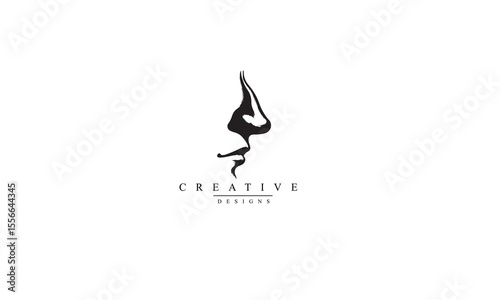 Human nose logo illustration black vector white background 