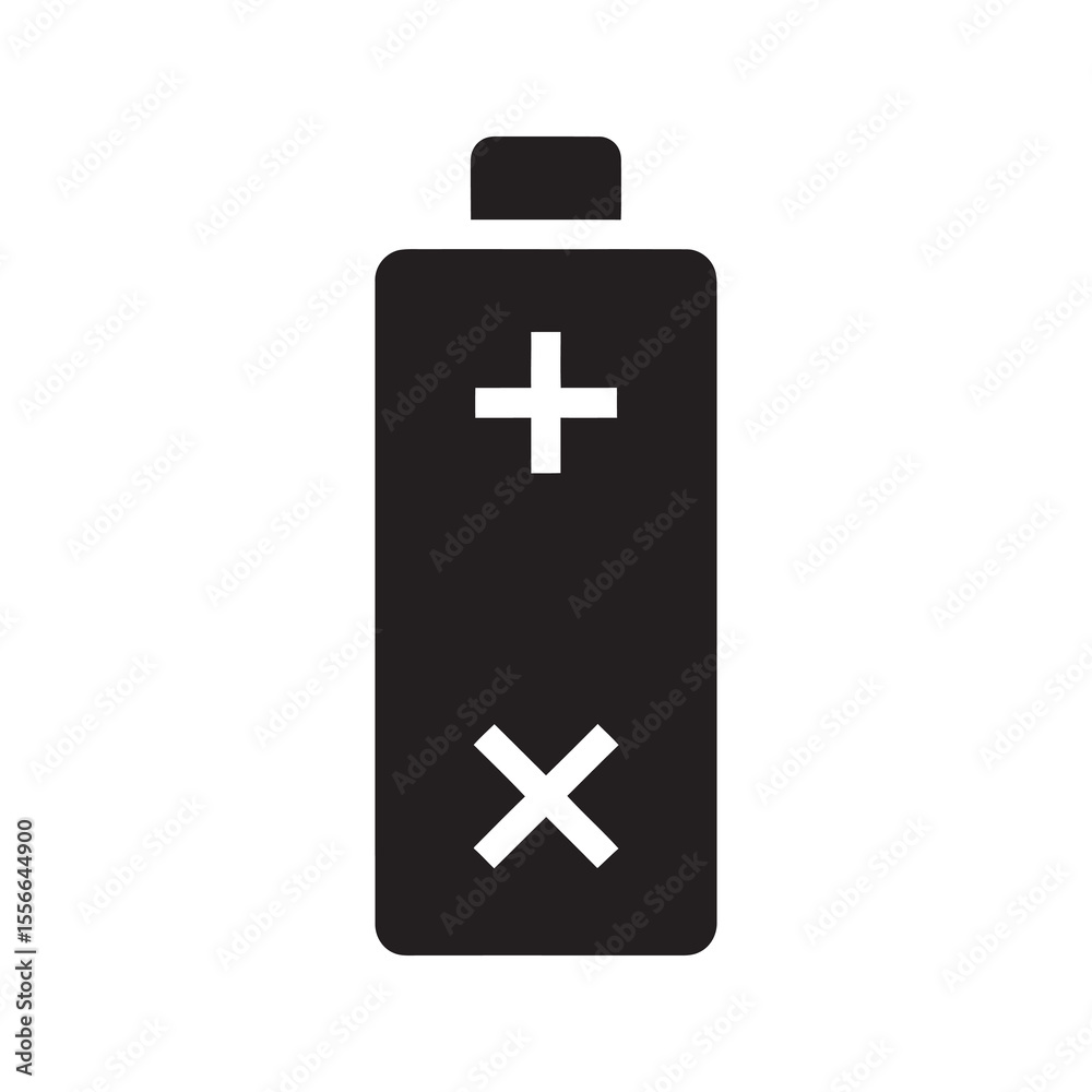 Obraz premium Battery charge level solid glyph icon with plus and minus for power indicator electronics device and energy status display symbol vector
