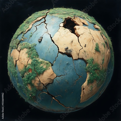 Earth's fractured surface, a visual representation of environmental damage