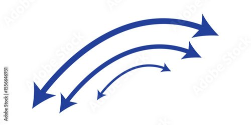 Dual sided arrow vector, icon, silhouette design. Semicircular curved thin, long double ended arrow vector design for website, app and logo design. Vector illustration of duel side