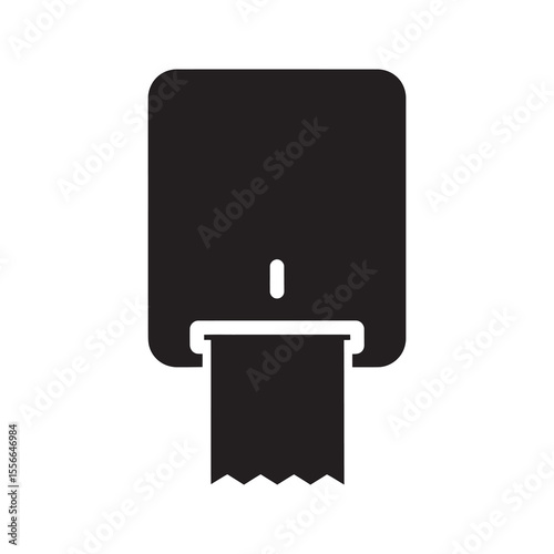 Paper towel dispenser solid glyph icon for public restroom hygiene and sanitation wall mounted equipment for drying hands with disposable paper vector