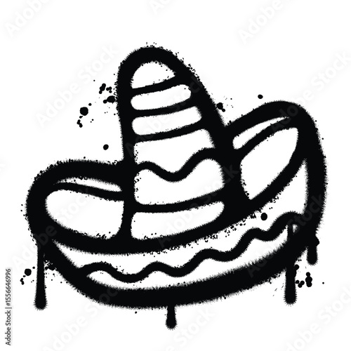 Graffiti Spray hat cinco de mayo on isolated white background