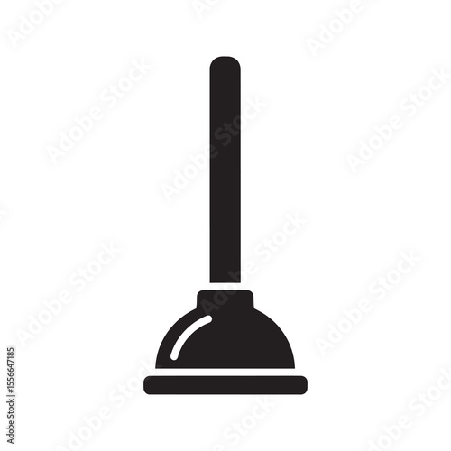 Plumbing plunger solid glyph icon for drain cleaning household tool to fix clogged pipes in bathroom or kitchen with suction force method vector