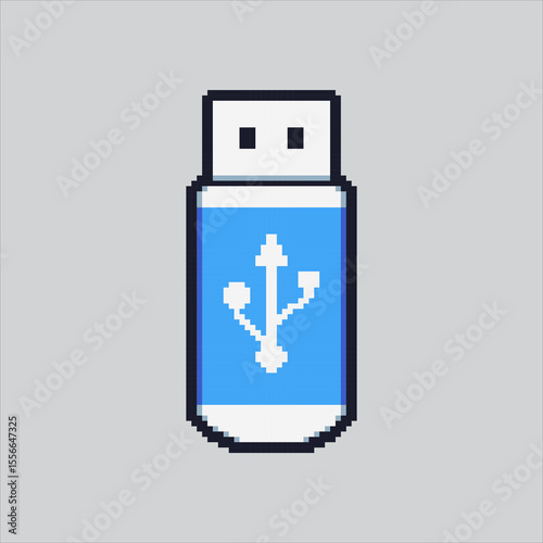Pixel art illustration Flashdrive usb. Pixelated USB Flashdisk.  Usb flashdisk drive Icon pixelated for the pixel art game and icon for website and video game. old school retro.
