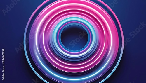 Abstract Neon Rings: a striking visual of vibrant neon rings with glowing hues on a dark background that symbolizes innovation and technology 