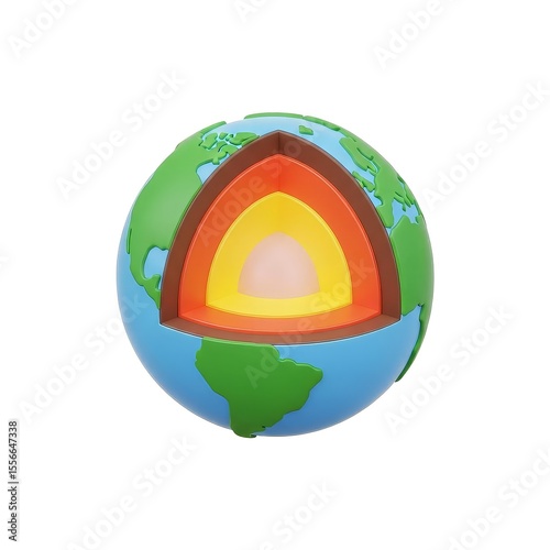3D Icon of Earth's Cross-Section Showing Geological Layers