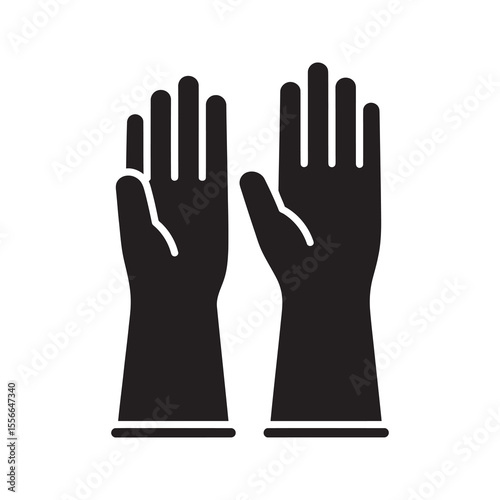 Rubber gloves solid glyph icon for cleaning and protection safety equipment for hand care during dishwashing or handling chemicals in home vector