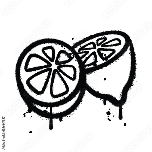 Graffiti Spray lemon on isolated white background
