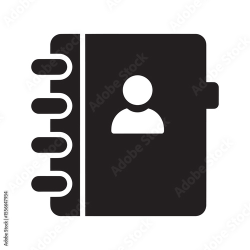 Address book solid glyph icon for contact management and personal information Rolodex style notebook for storing phone number and email vector
