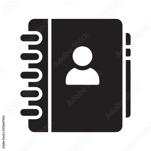 Contact book solid glyph icon for business and personal address management spiral notebook for organizing phone numbers and information vector