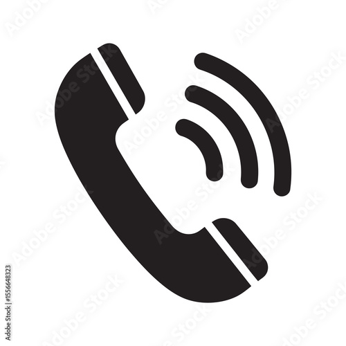 Telephone handset solid glyph icon for communication and customer service call center and business contact symbol for phone conversation vector