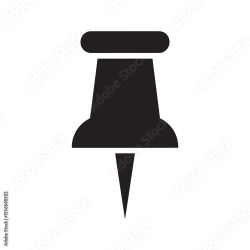 Push pin solid glyph icon for notice board and office supply thumbtack for posting notes and reminders on a corkboard stationery item vector