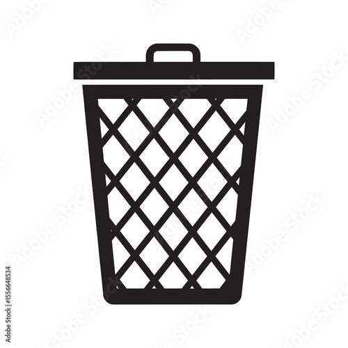 Trash bin solid glyph icon for waste management and garbage disposal office and home container for litter and recycling to keep clean vector