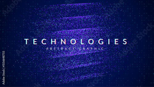 Blue Tech Dots Abstract Background. Bg For Ai And Big Data Concept With Lines, Numbers And Light. A Digital Banner Featuring Geometric Shapes And The Power Of Information. Vector Blue Tech Dots