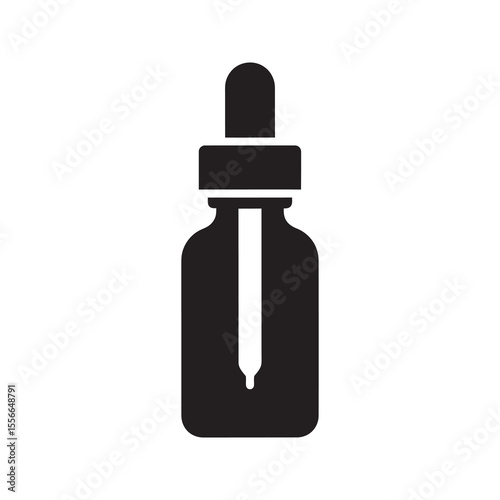 Skincare serum in dropper bottle cosmetic product for beauty treatment anti aging essential oil liquid collagen vitamin vector solid glyph icon